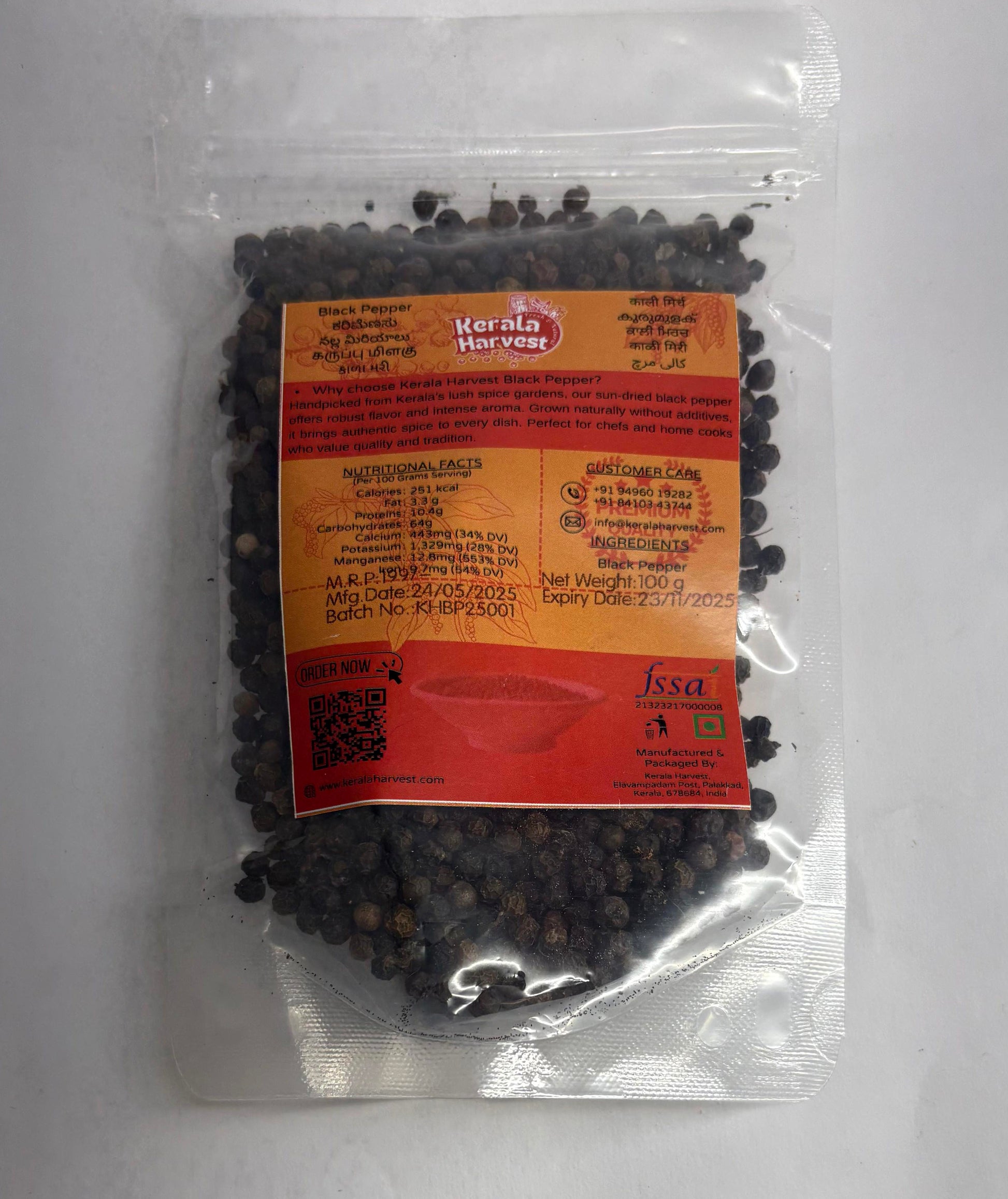 Kerala Harvest Premium Quality Black Pepper-Whole